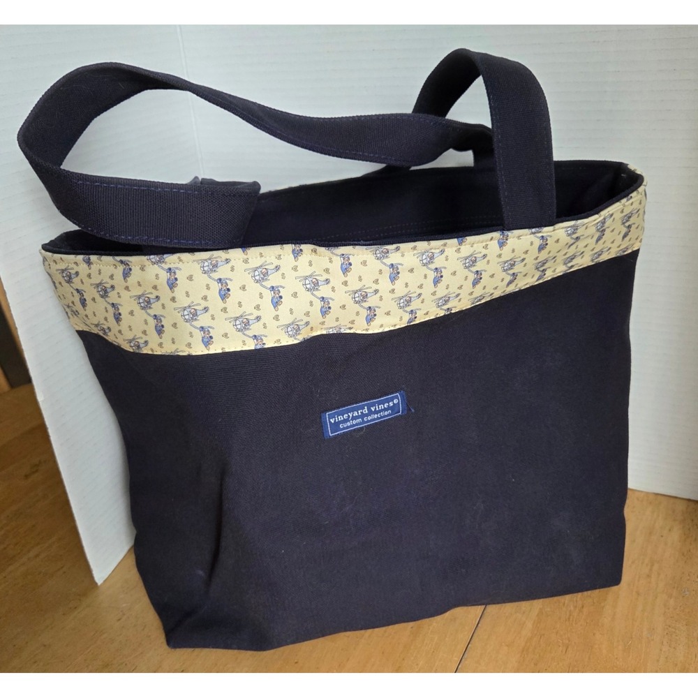 Vineyard Vines Custom VanEck Helicopter Ben Canvas Tote Bag Navy Canvas Novelty